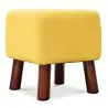 Square Footstool - Linen Upholstered - Wood - Nor image 7