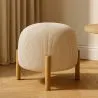 Round Corduroy Upholstered Pouf with Natural Wood Legs - Marrakesh image 7