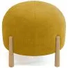 Round Corduroy Upholstered Pouf with Natural Wood Legs - Marrakesh image 7
