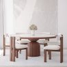 Set Dining Table Round with 6 Wooden Chairs - Minimalist Design - Ivette image 7