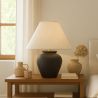 Vintage Table Lamp - Ceramic Base and Fabric Shade - Luno image 7