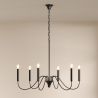 Matte Black Metal Chandelier Style Pendant Lamp – 6 Arms - Lumella image 7