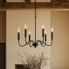 Matte Black Metal Chandelier Style Pendant Lamp – 6 Arms - Lumella image 7