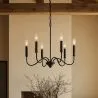 Matte Black Metal Chandelier Style Pendant Lamp – 6 Arms - Lumella image 7