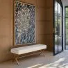 Bench Upholstered In Velvet Fabric With Golden Metal Frame - Vovi image 7