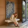 Bench Upholstered In Velvet Fabric With Golden Metal Frame - Vovi image 7