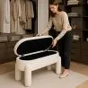 Bench With Storage Upholstered In Off-White Bouclé Fabric – Modern Seat For Living Room And Bedroom - Boreta image 7