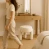 Stool Upholstered In Off-White Bouclé Fabric – Modern Seat For Living Room And Bedroom - Boreta image 7