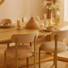 Dining chair Chenille upholstered - Oak effect legs - Ergonomic and modern design - Okare image 7