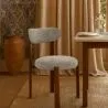 Dining chair upholstered in linen – Dark wood-effect legs – Ergonomic and modern design – Okare image 7
