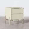 Modern Scandi nightstand covered in faux leather with 2 drawers and natural wood legs - Bennis image 7