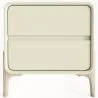 Modern Scandi nightstand covered in faux leather with 2 drawers and natural wood legs - Bennis image 7