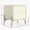 Modern Scandi nightstand covered in faux leather with 2 drawers and natural wood legs - Bennis image 7