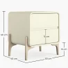 Modern Scandi nightstand covered in faux leather with 2 drawers and natural wood legs - Bennis image 7