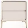 Modern Scandi nightstand covered in faux leather with 2 drawers and natural wood legs - Bennis image 7