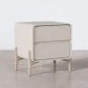 Modern Scandi nightstand covered in faux leather with 2 drawers and natural wood legs - Bennis image 7