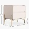 Modern Scandi nightstand covered in faux leather with 2 drawers and natural wood legs - Bennis image 7