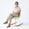 Rocking Chair  Minimalist Bouclé – Nordic Style with Wood and Steel Base - Skögur image 7