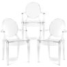 Pack of 3 Dining Chairs - Transparent - Design with Armrests - Louis XIV image 7