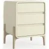 Modern Scandi nightstand covered in faux leather with 3 drawers and natural wood legs - Bennis image 7