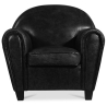 Buy Armchair with Armrests - Upholstered in Leather - Club Black 54287 - in the UK