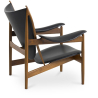 Buy Design Armchair with Armrests - Wood and Leather - Captain Black 58425 at Privatefloor