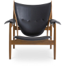 Buy Design Armchair with Armrests - Wood and Leather - Captain Black 58425 - in the UK