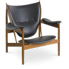 Buy Design Armchair with Armrests - Wood and Leather - Captain Black 58425 - prices