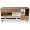 Buy Wooden TV Cabinet - Vintage Design with Print - Mady Natural wood 58493 - in the UK