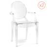 Buy Pack of 2 Transparent Dining Chairs - Armrest Design - Louis XIV Transparent 58735 in the United Kingdom