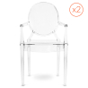 Buy Pack of 2 Transparent Dining Chairs - Armrest Design - Louis XIV Transparent 58735 - prices