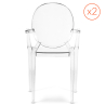 Buy Pack of 2 Transparent Dining Chairs - Armrest Design - Louis XIV Transparent 58735 - in the UK