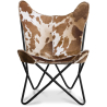 Buy Butterfly Design Chair - Pony Print - Leather - Blop Brown pony 58893 - in the UK