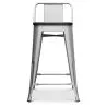 Industrial Design Bar Stool with Backrest - Wood & Steel - 60 cm - Stylix image 7