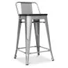 Industrial Design Bar Stool with Backrest - Wood & Steel - 60 cm - Stylix image 7