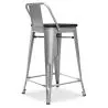 Industrial Design Bar Stool with Backrest - Wood & Steel - 60 cm - Stylix image 7