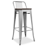 Buy Industrial Design Bar Stool with Backrest - Wood & Steel - 76cm - Stylix Green 59118 at Privatefloor