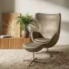 Egg Design Armchair with Footrest - Upholstered in Faux Leather - Brave image 7