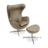 Egg Design Armchair with Footrest - Upholstered in Faux Leather - Brave image 7