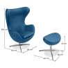 Buy Egg Design Armchair with Footrest - Upholstered in Faux Leather - Brave Dark blue 13658 with a guarantee