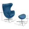 Egg Design Armchair with Footrest - Upholstered in Faux Leather - Brave image 7