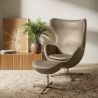 Egg Design Armchair with Footrest - Upholstered in Faux Leather - Brave image 7