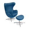 Buy Egg Design Armchair with Footrest - Upholstered in Faux Leather - Brave Dark blue 13658 - prices