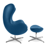 Buy Egg Design Armchair with Footrest - Upholstered in Faux Leather - Brave Dark blue 13658 at Privatefloor