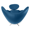 Buy Egg Design Armchair with Footrest - Upholstered in Faux Leather - Brave Dark blue 13658 home delivery