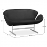 Buy Curved Sofa - Polyurethane Leather Upholstered - 2 Seater - Svin Black 13912 - in the UK