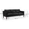 Buy Leather Upholstered Sofa - 3 Seater - Menache Black 13928 - in the UK