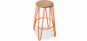 Buy Round Stool - Industrial Design - Wood & Metal - 74cm - Hairpin Orange 59487 with a guarantee