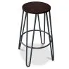 Buy Hairpin Bar Stool 66cm - Dark wood and metal Dark grey 59501
