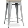 Buy Stylix stool - 61cm - Metal and Light Wood Light grey 59696